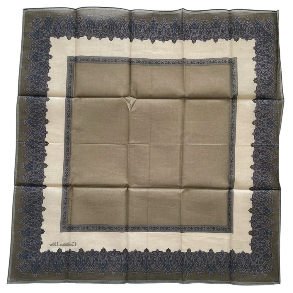 Authentic Christian Dior Vintage Blue and Cream Handkerchief